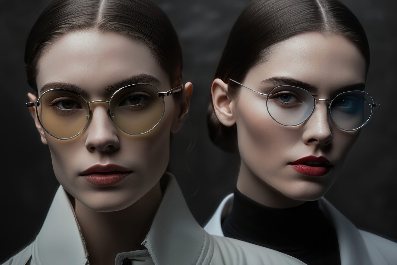 Models wearing eyeglasses and sunglasses. Creative design concept. AI generated